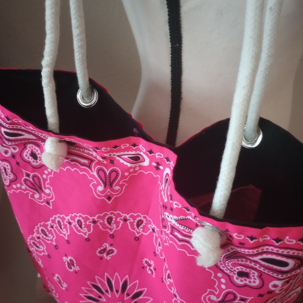 Pink Bandana Print Tote Bag
